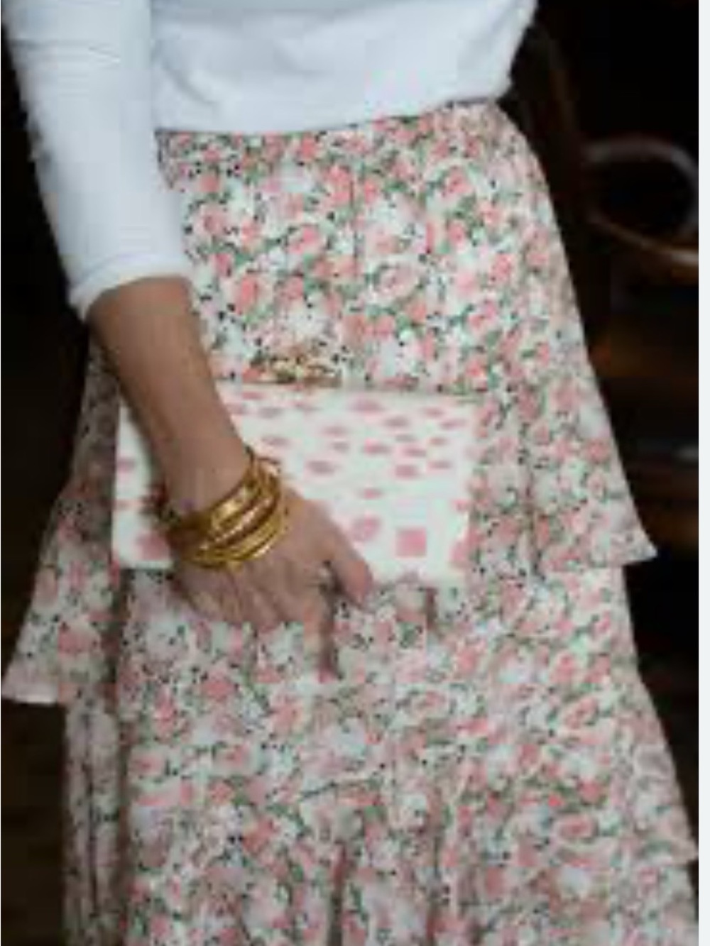 MINKPINK Pink Floral High-Low Ruffle Skirt